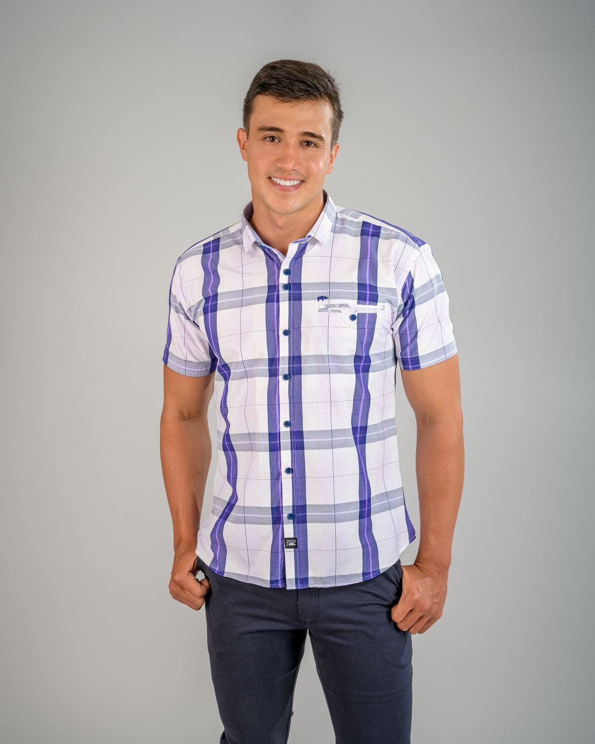 CAMISA MANGA CORTA CON ESTAMPADO DE LÍNEAS