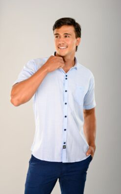 CAMISA DE MANGA CORTA EN TELA DE LINO