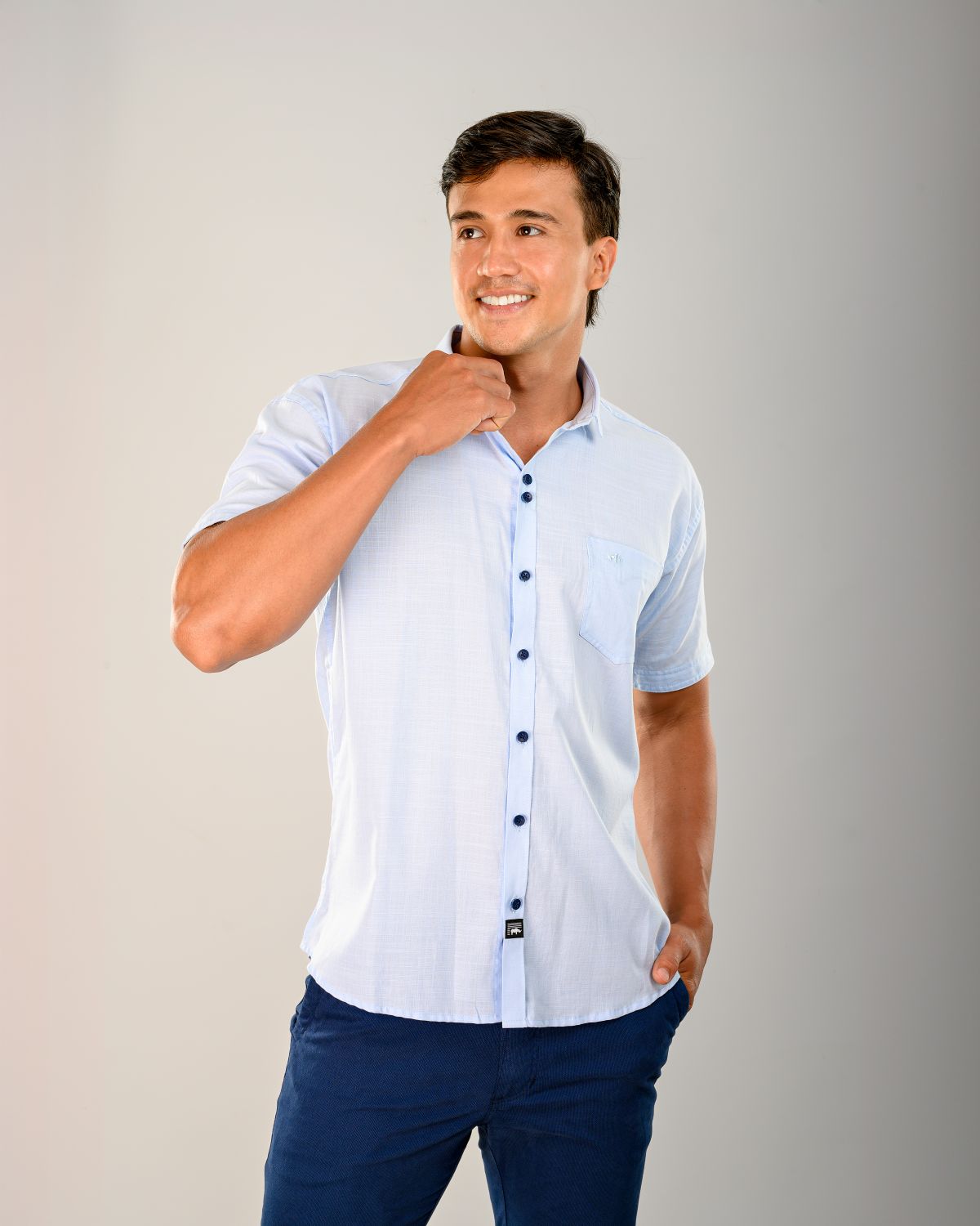 CAMISA  MANGA CORTA EN TELA DE LINO