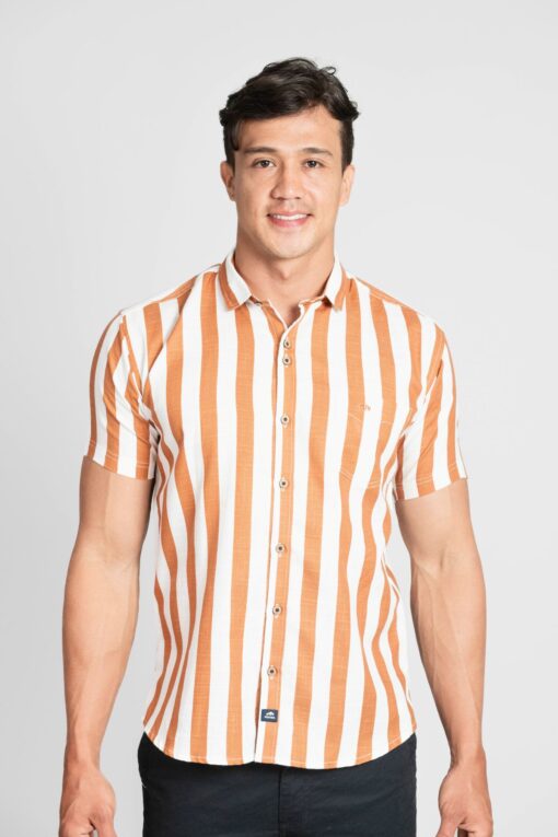 CAMISA DE MANGA CORTA CON ESTAMPADO DE LÍNEAS