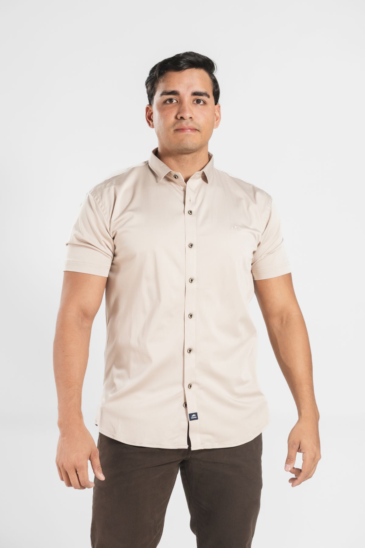 CAMISA  MANGA CORTA EN TELA RAYÓN