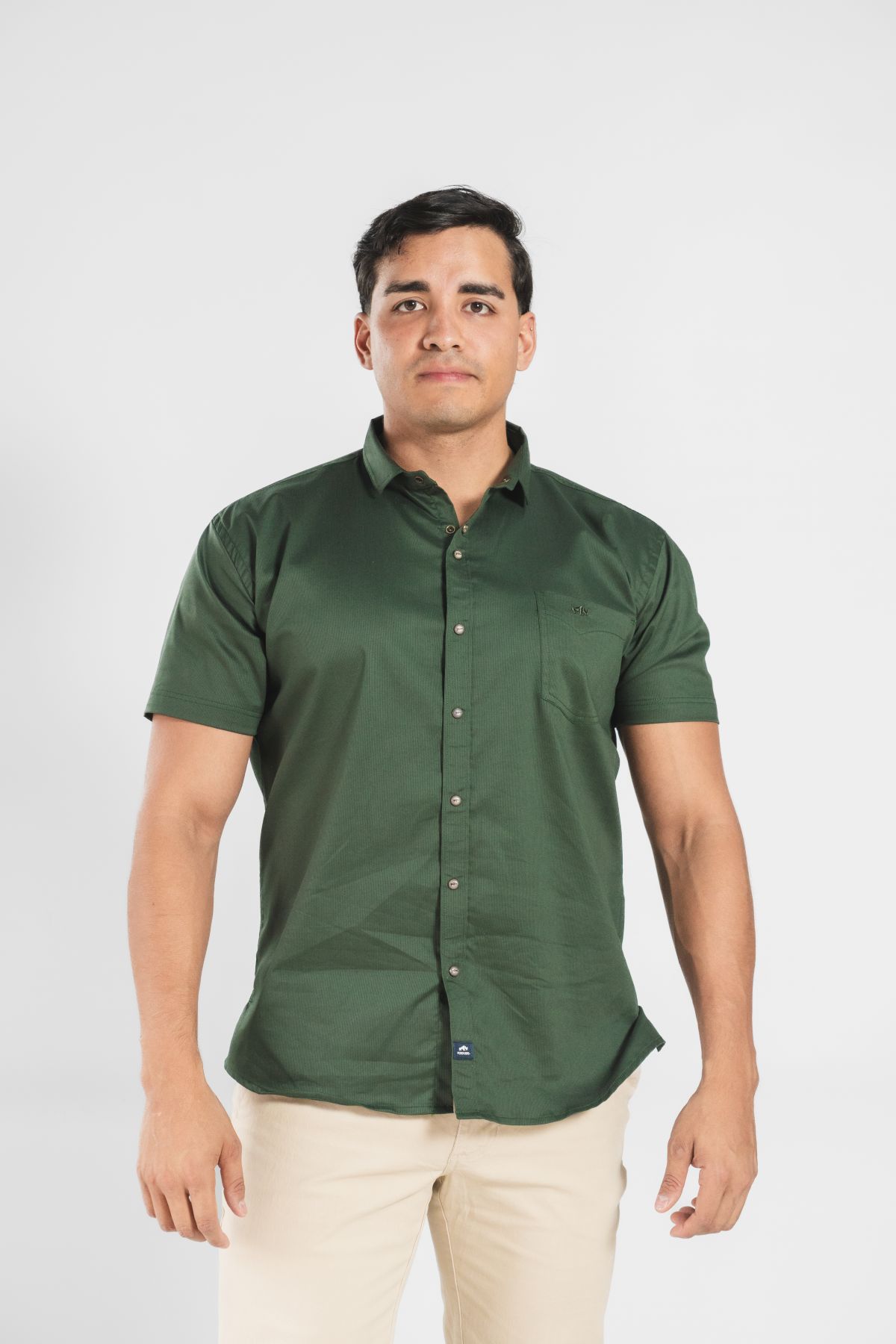 CAMISA ACANALADA MANGA CORTA