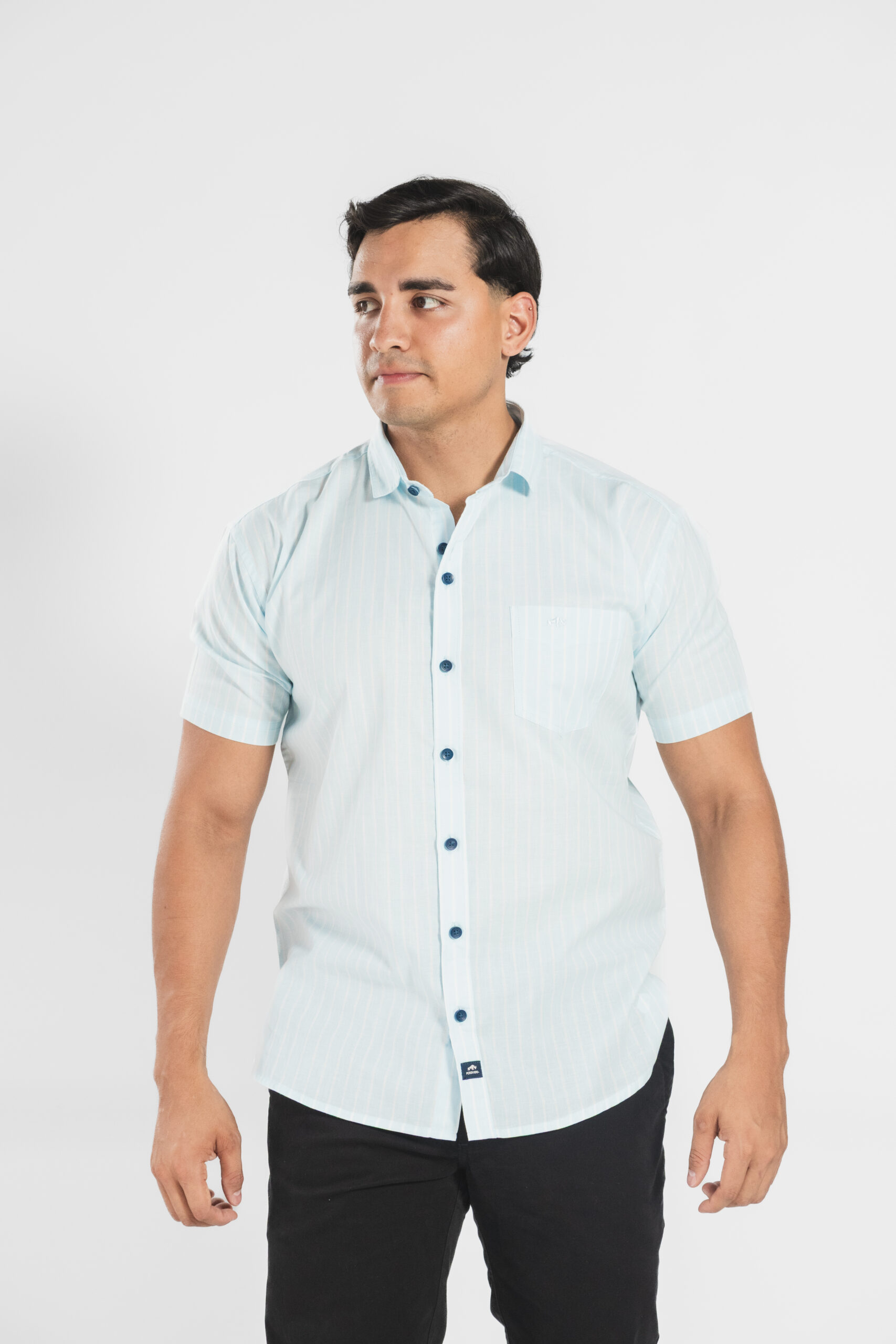 CAMISA  MANGA CORTA CON ESTAMPADO DE LÍNEAS